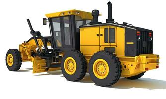 Motor Grader heavy construction machinery 3D rendering on white background photo