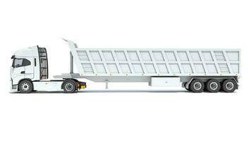 Semi Truck with Tipper Trailer 3D rendering on white background photo