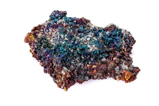 macro mineral Roca calcopirita en un blanco antecedentes foto