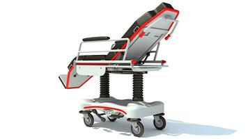 Medical Stretcher Chair medical equipment 3D rendering on white background photo