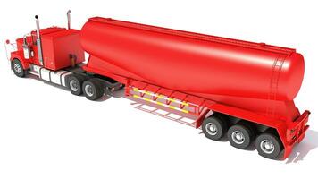 Truck with Tank Trailer 3D rendering on white background photo