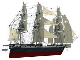 Sailing Ship 3D rendering on white background photo