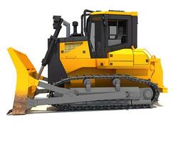 Tracked Dozer heavy construction machinery 3D rendering on white background photo