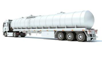 Truck with Tank Trailer 3D rendering on white background photo