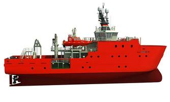 Response and Rescue Ship 3D rendering vessel on white background photo