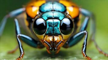 ai generado macro Disparo ese capturas el mirada de un insecto mediante sus ojos, antecedentes imagen, generativo ai foto