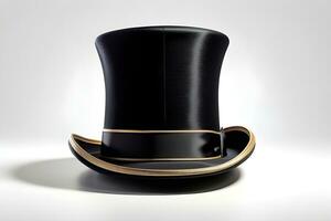 AI generated Portrait of a Top Hat against white background, A tall flat-crowned hat with a narrow brim, generative AI photo