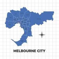 Melbourne City map illustration. Map of the city in Australia vector