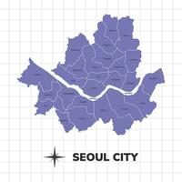 Seoul City map illustration. Map of the City in South Korea vector