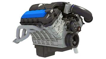 V8 Car Engine 3D rendering on white background photo