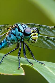 AI generated Explore the aquatic world with a close-up shot of a dragonfly nymph, showcasing its aquatic adaptations, background image, generative AI photo