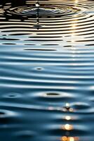 AI generated Photograph the concentric ripples created by raindrops hitting the surface of a pond, capturing the transient patterns, background image, generative AI photo