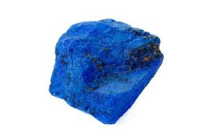Macro Azurite mineral stone with Pyrite inserts on a white background photo