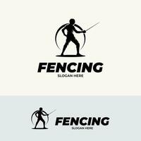 Fencing sport logo design inspiration vector