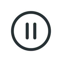 Pause Media Outline Circular Symbol Icon Vector Illustration
