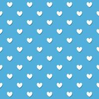 Blue White Heart Romantic Seamless Pattern Vector Background