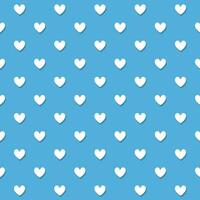 Blue White Heart Romantic Seamless Pattern Vector Background