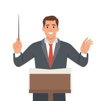 Person who directs the performance of orchestra or choir. Bandleader. vector