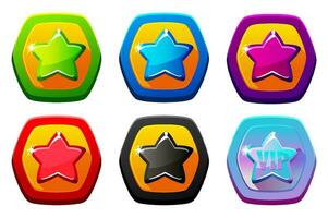 Star Badge. Vector set badges with stars for 2D games in different colors