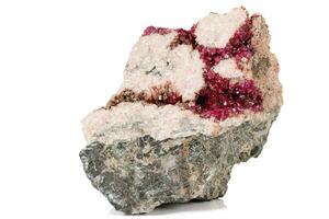 Macro stone Erythrite mineral on white background photo