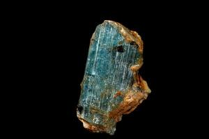 macro mineral stone aquamarine on a black background photo