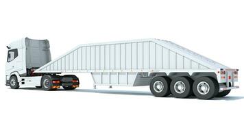 Truck with Bottom Dump Trailer 3D rendering on white background photo