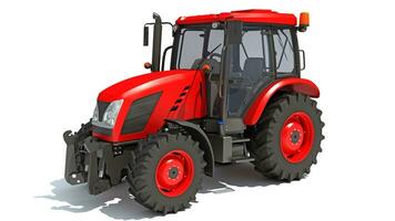 Farm Tractor 3D rendering on white background photo