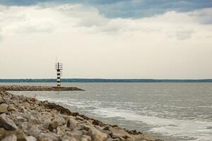 Beautiful view of the sea with borders and view of the lighthouse photo