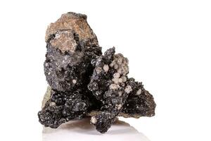 Macro stone groutite mineral on white background photo
