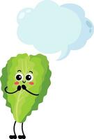 Funny green lettuce mascot with empty speech bubble vector