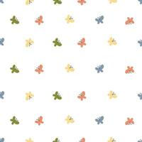 Seamless vector pattern. Cute multicolored butterflies on white background