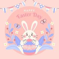 Easter Greeting Card with Bunny and Egg vector