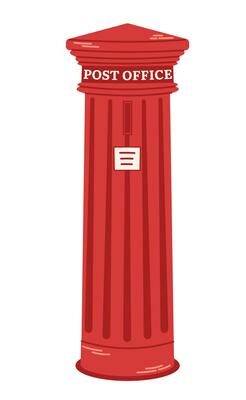 Retro post office, mailbox for paper, letters and newspapers. Delivery, message concept. Hand drawn vector illustration isolated on white background.