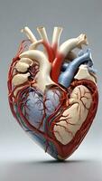 AI generated Illustrate a cross-sectional view of the heart, providing a clear and detailed look at its internal structure, including the atria, ventricles, and the septum photo