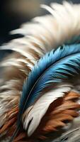 AI generated Close-up of a Feather Quill, Emphasize the fine details of a feather quill, bringing attention to its unique structure, background image, generative AI photo