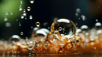 AI generated Intricate dance of bubbles in the soda. Zoom in to showcase the unique shapes, sizes, and textures of individual bubbles, background image, generative AI photo