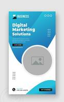 Digital marketing solution or corporate business social media story template design with abstract blue gradient color shapes on white background vector