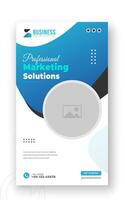 Digital marketing solution or corporate business social media story template design with abstract blue gradient color shapes on white background vector