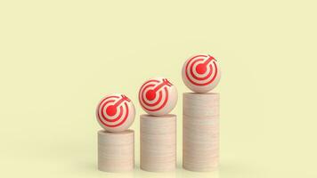 The target icon ball  on wood bar chart for Business concept 3d rendering. photo