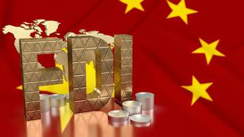 The Gold fdi on Chinna flag Background for Business 3d rendering. photo