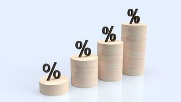 The percent wood bar chart for Business concept 3d rendering. photo