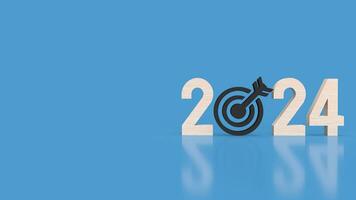 The 2024 wood text and  target icon for Business concept 3d rendering. photo