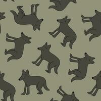 Vector isolated illustration of pattern with wolves. Pattern with animals for printing.