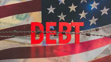 The debt on America  flag background for business concept 3d rendering. photo