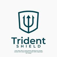 trident shield logo design template vector