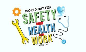 World Day for Safety and Health at Work. background, banner, card, poster, template. Vector illustration.