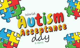 autismo aceptación día. fondo, bandera, tarjeta, póster, modelo. vector ilustración.