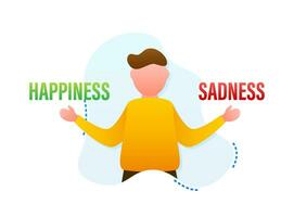 Man Weighing Happiness and Sadness Concept Vector Illustration for Emotional Balance Theme