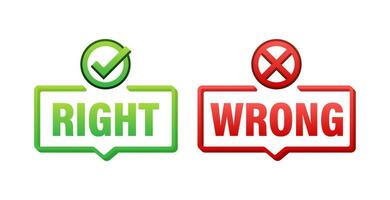 Right and Wrong Decision Concept Bubbles Vector Illustration with Checkmark and Cross Icons