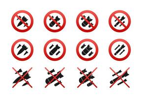 No Bomb Icon Set Vector Illustration for Prohibited and Restricted Areas Signage